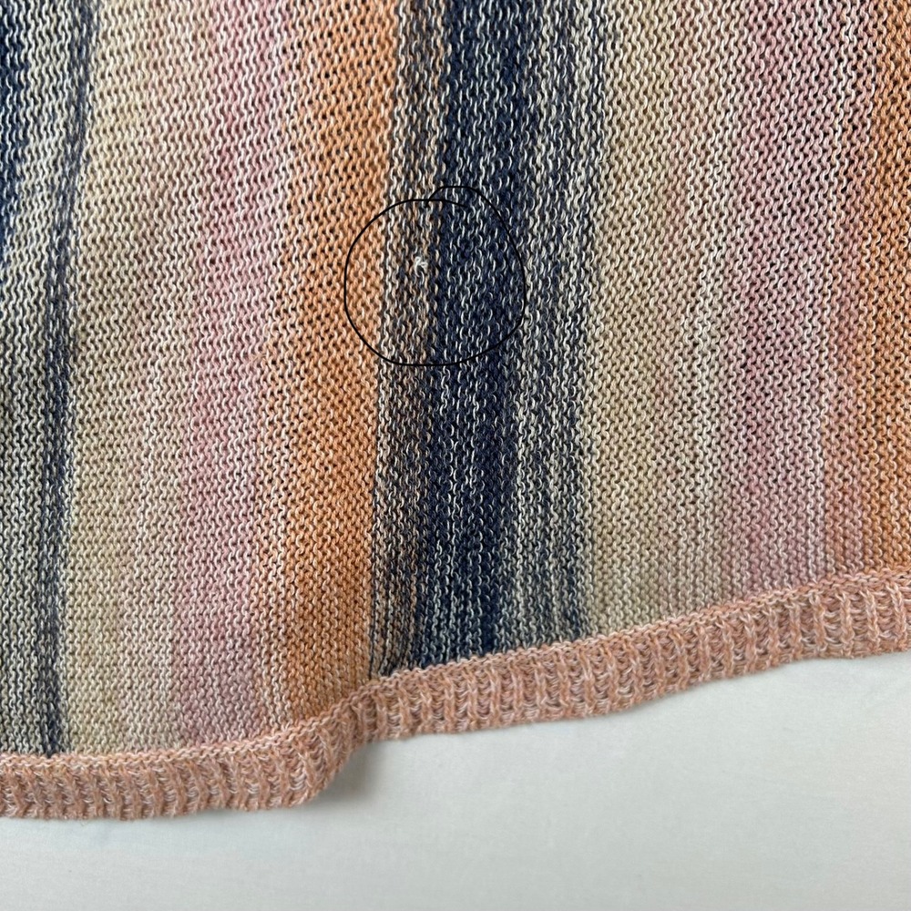 Anthropologie Moth Pink Blue Striped Cotton Asymmetrical Poncho Knit Top XS/S - Picture 10 of 10
